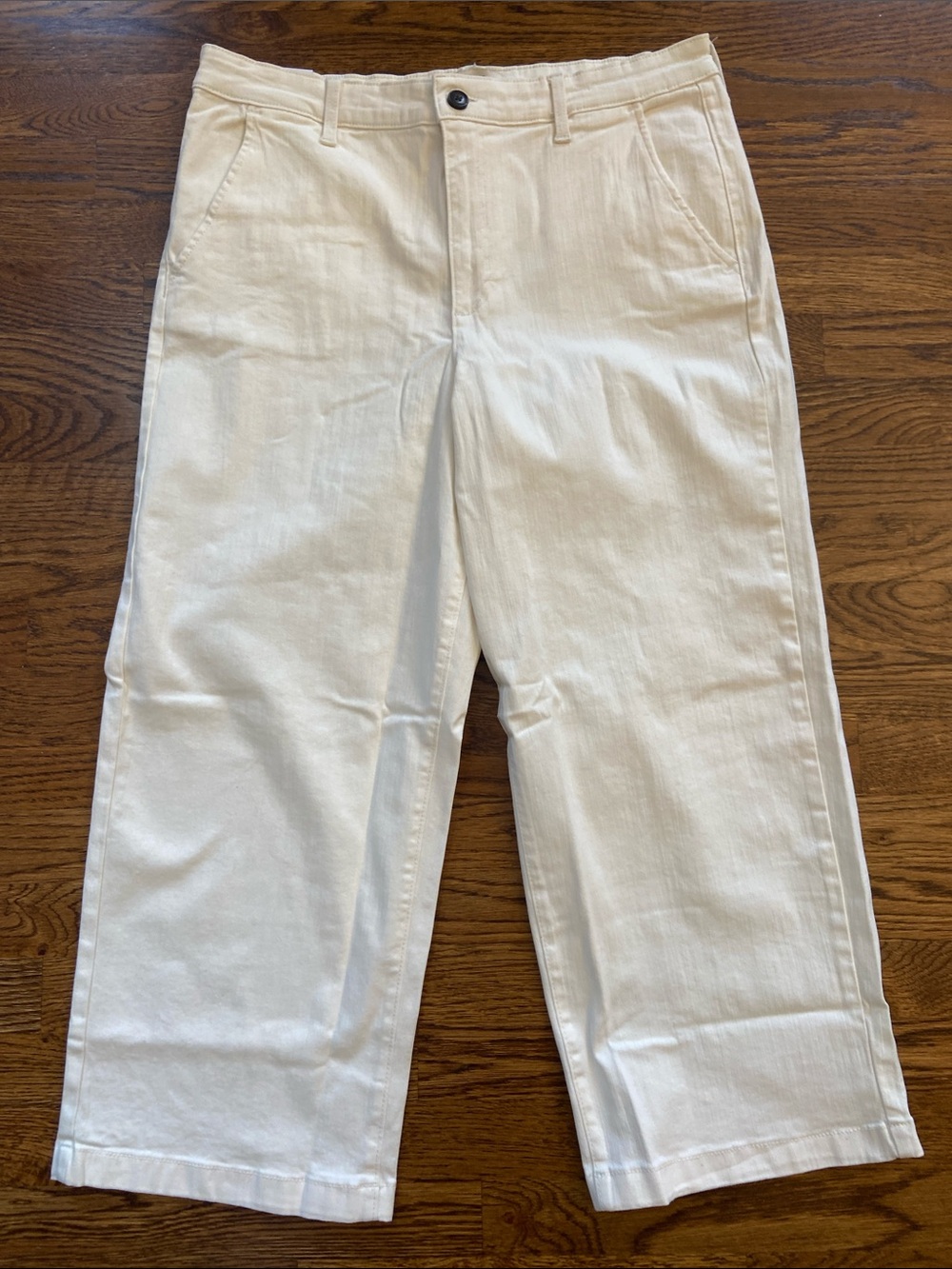 Ella Moss Cream Wide Leg Crop Jeans Size 14 Coastal Minimalist Beach Pics NWT